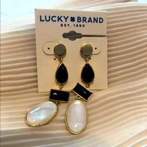 Earrings Lucky Brand, mother of pearl & agate drop